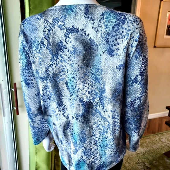 Alfred Dunner Silver Sparkle Snake Print Top with Embellished Neckline: XL - Picture 5 of 11